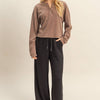Mineral Washed Long-Sleeve Henley Top