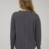 WASHED RIBBED LONG SLEEVE HENLEY KNIT TOP