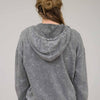 WASHED HOODED HENLEY KNIT SWEATER