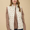 FLORAL QUILTED ZIP-UP PUFFER VEST