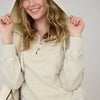 WASHED HOODED HENLEY KNIT SWEATER