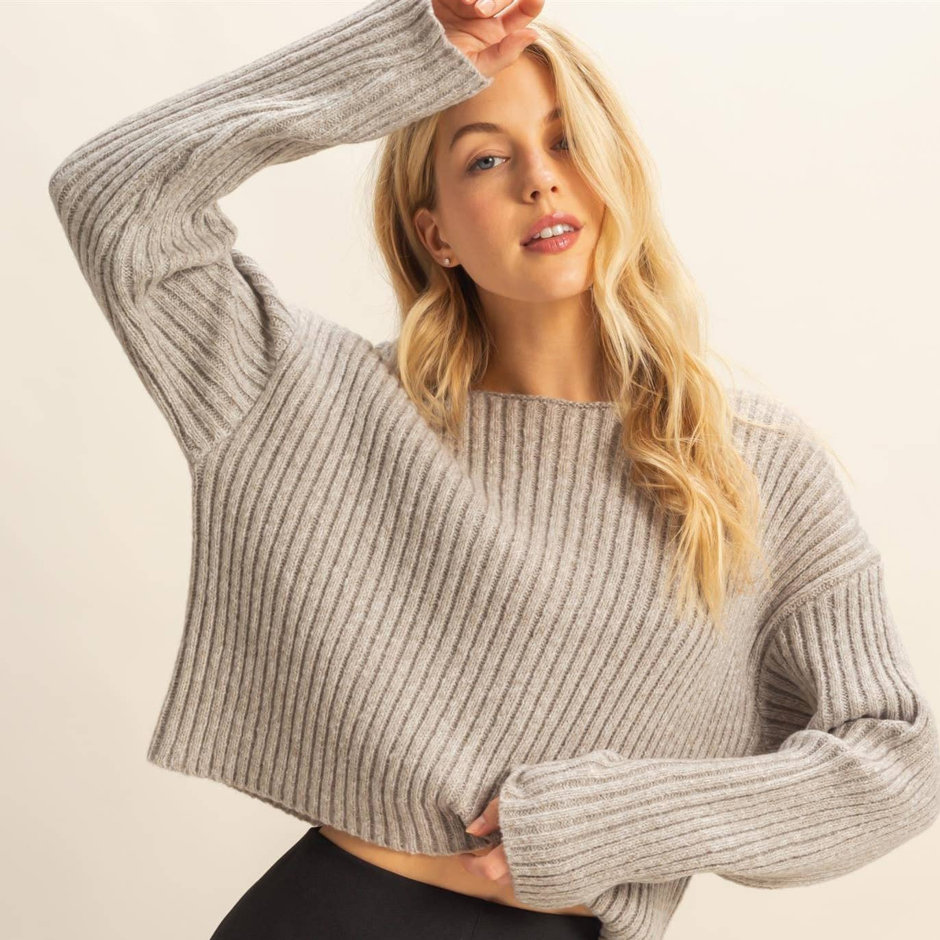 Textured Sweater With Relaxed Drop Sleeves