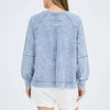 WASHED V NECK EXPOSED SEAM LONG SLEEVE KNIT TOP