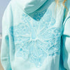 Tropical Hibiscus Floral Embroidered Fleece Hoodie