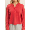 Mineral Washed Long-Sleeve Henley Top