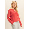 Mineral Washed Long-Sleeve Henley Top