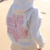 Tropical Hibiscus Floral Embroidered Fleece Hoodie