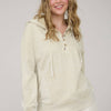WASHED HOODED HENLEY KNIT SWEATER