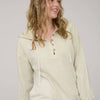 WASHED HOODED HENLEY KNIT SWEATER