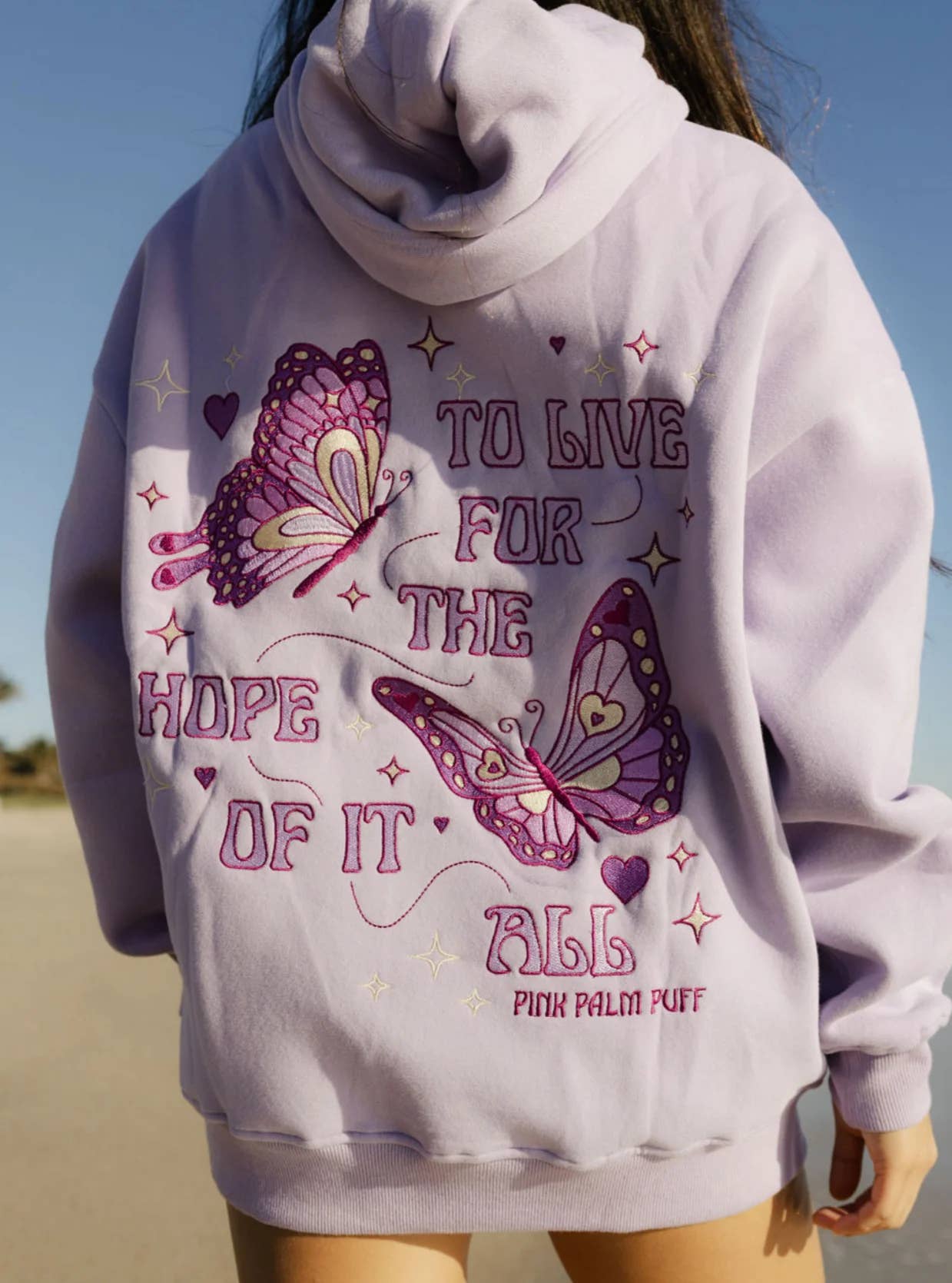 Butterfly Inspired Embroidered Fleece Hoodie
