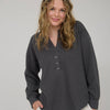 WASHED RIBBED LONG SLEEVE HENLEY KNIT TOP
