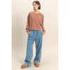 Mineral Washed Waffle Long Sleeve Top