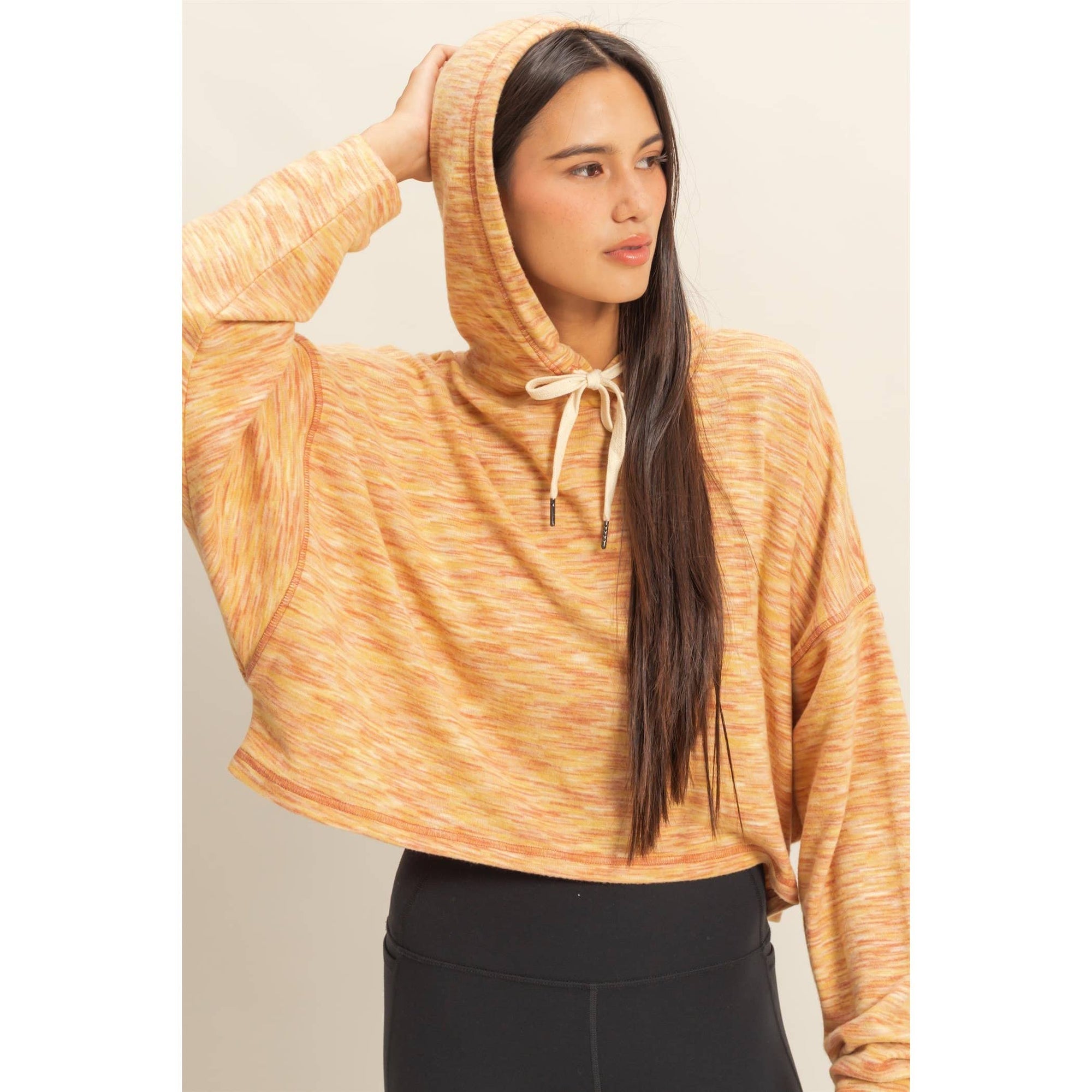 Long Sleeve Crop Acid Wash Sweatshirt