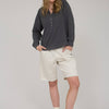 WASHED RIBBED LONG SLEEVE HENLEY KNIT TOP