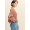 Mineral Washed Waffle Long Sleeve Top