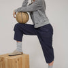 WASHED HOODED HENLEY KNIT SWEATER
