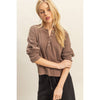 Mineral Washed Long-Sleeve Henley Top
